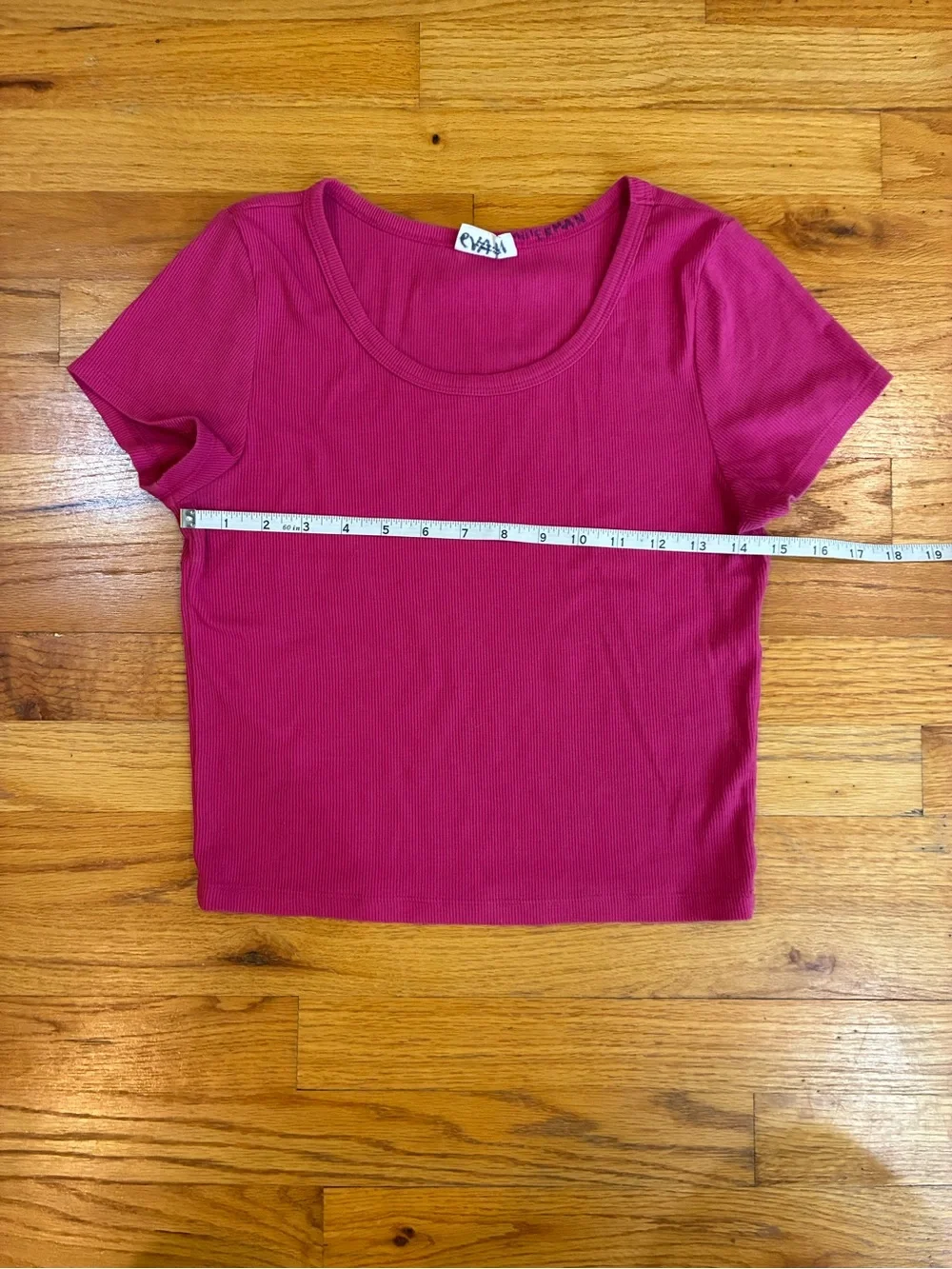 Gap Ribbed Scoop Neck Tee - Fuchsia Pink